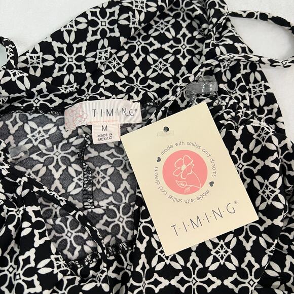 Timing Black and White Pattern Mini Bodycon Dress Medium - Picture 3 of 7